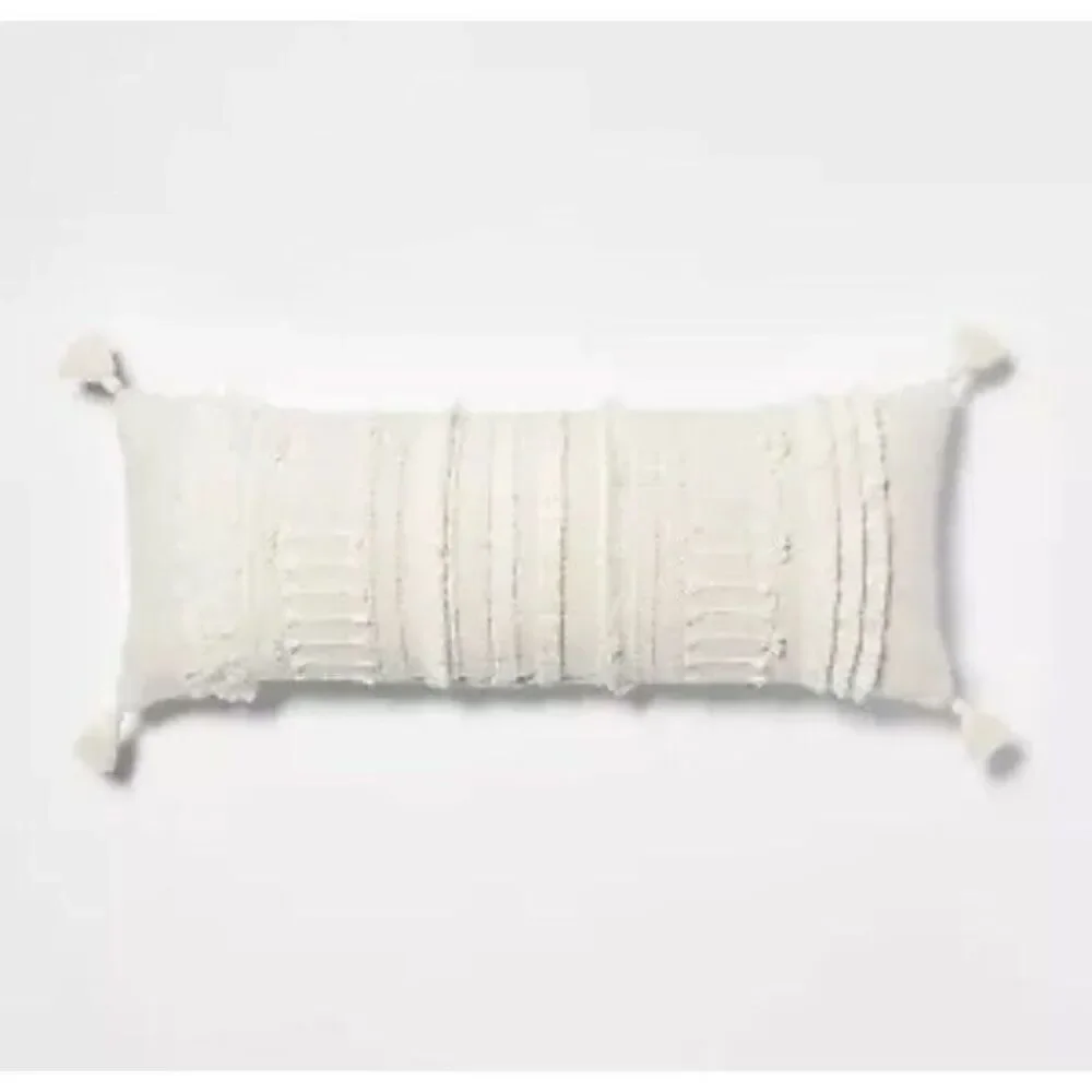 Threshold’s Oversized Oblong Woven Knotted Fringe Decorative Throw Pillow Natura